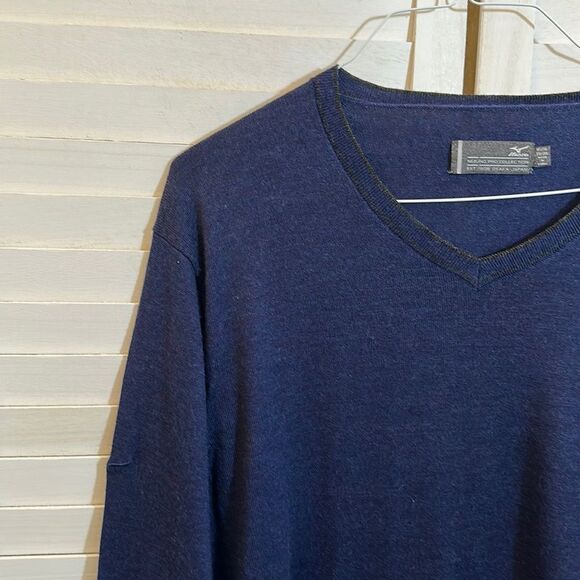 Mizuno Pro Collection Wool Sweater  Size XL Lightweight Navy ** - Picture 4 of 13